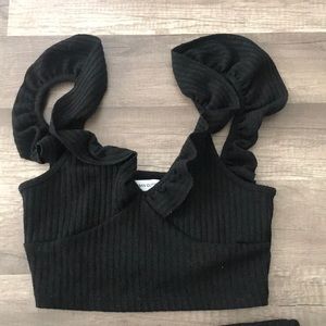 black ruffled 2 piece outfit